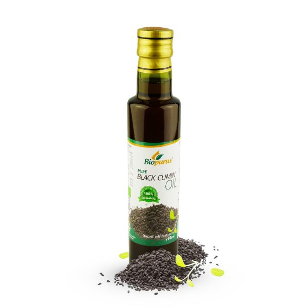 Biopurus Certified Organic Cold Pressed Black Cumin / Black Seed Oil IL 250ml 