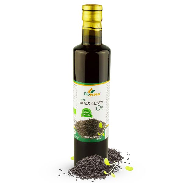 Biopurus Certified Organic Cold Pressed Black Cumin / Black Seed Oil IL 500ml 