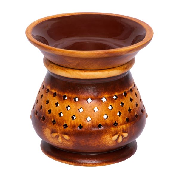 Indian Handmade Ceramic Aroma Lamp - Essential Oil Burner for Aromatherapy 