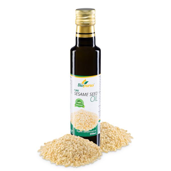 Biopurus Certified Organic Cold Pressed White Sesame Seed Oil 250ml 