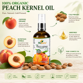 Biopurus Certified Organic Cold Pressed Peach Kernel Cosmetic Oil 100ml 