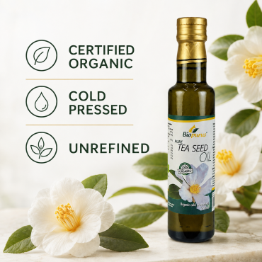Biopurus Certified Organic Cold Pressed Tea Seed / Camellia Oleifera Oil 250ml 