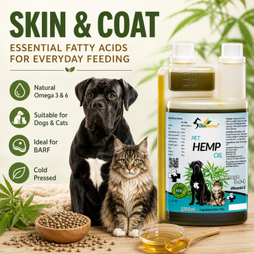 Biopurus Pure Natural Pets Hemp Seed Oil For Dogs and Cats BARF 1000ml 