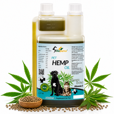 Biopurus Pure Natural Pets Hemp Seed Oil For Dogs and Cats BARF 1000ml 