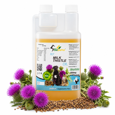 Biopurus Pure Natural Milk Thistle Oil For Dogs and Cats BARF 1000ml 