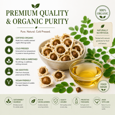 Biopurus Certified Organic Cold Pressed Moringa Seed Oil 250ml 