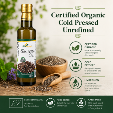 Biopurus Certified Organic Cold Pressed Chia Seed Oil 250ml 